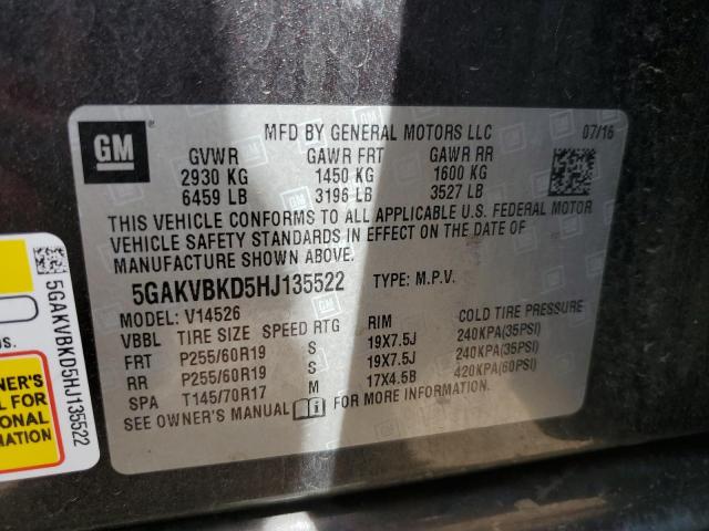 2017 BUICK ENCLAVE 5GAKVBKD5HJ135522