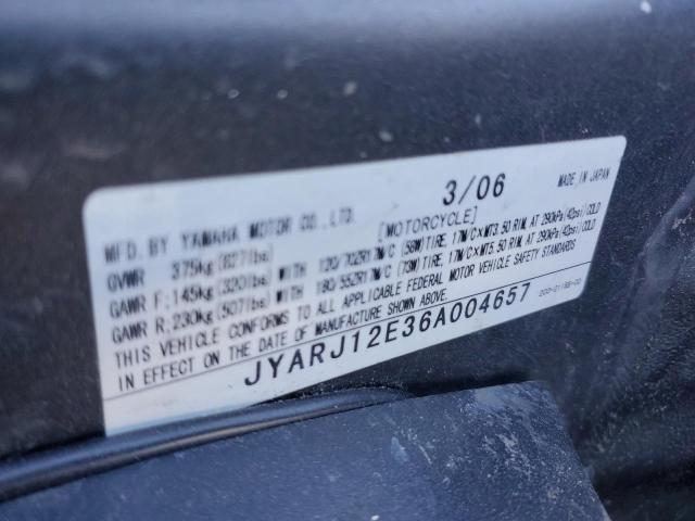 2006 YAMAHA YZFR6 L JYARJ12E36A004657