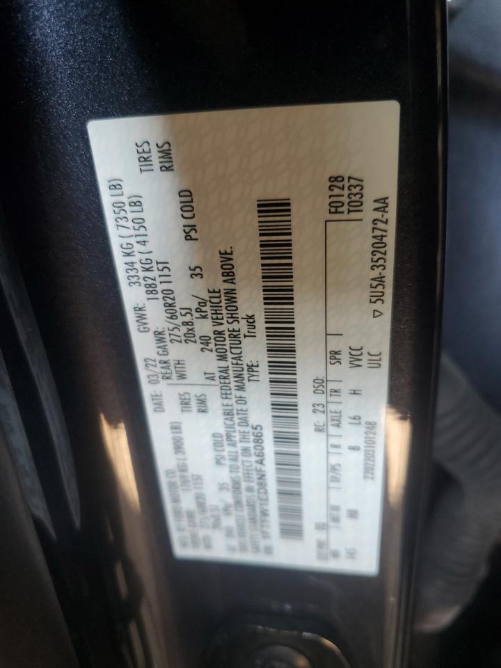 Lot #3291186996 2022 FORD F150 SUPER