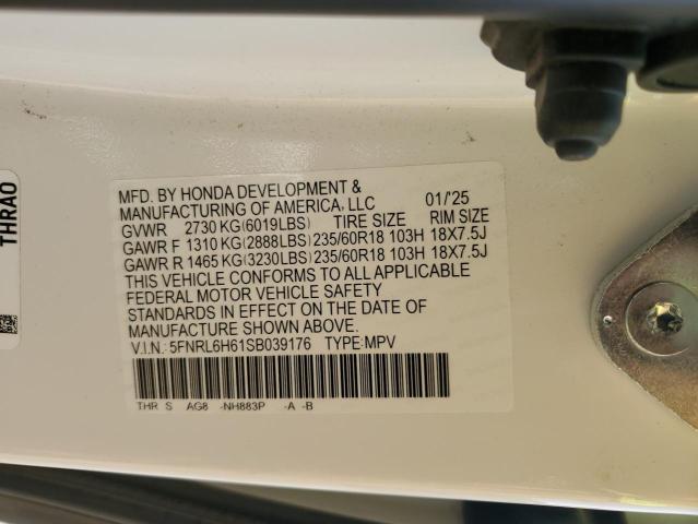 2025 HONDA ODYSSEY EXL 5FNRL6H61SB039176