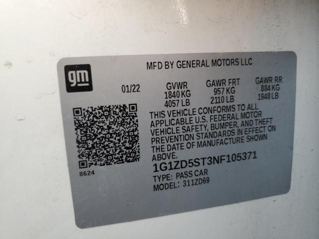2022 CHEVROLET MALIBU LT 1G1ZD5ST3NF105371