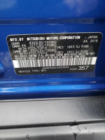 2018 MITSUBISHI OUTLANDER JA4AP3AU3JU024624