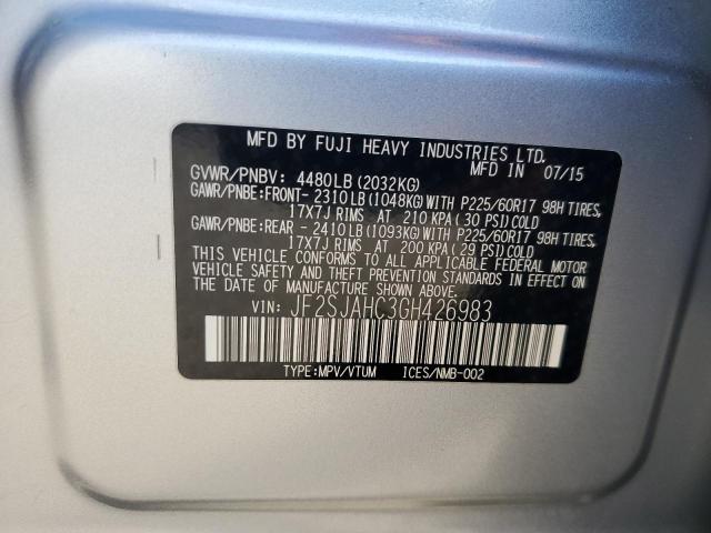 2016 SUBARU FORESTER 2 JF2SJAHC3GH426983