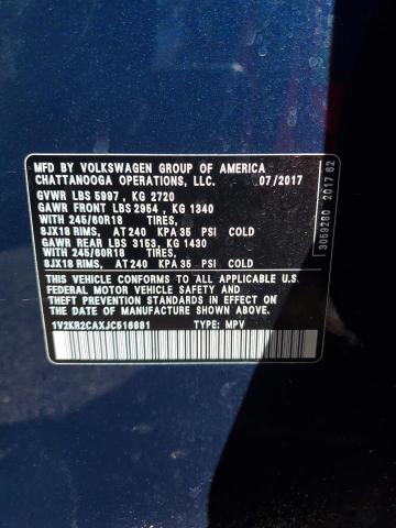 2018 VOLKSWAGEN ATLAS SE 1V2KR2CAXJC516881