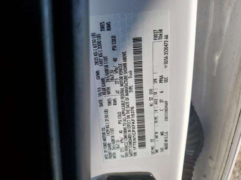 2015 FORD F150 SUPER 1FTEW1CPXFKF15376