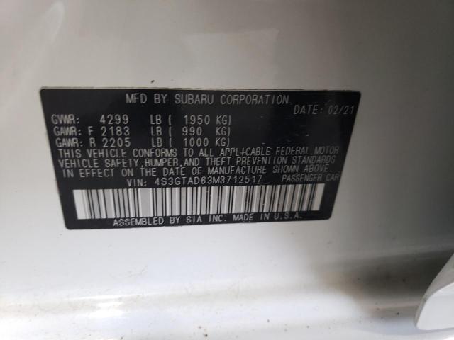 2021 SUBARU IMPREZA PR 4S3GTAD63M3712517