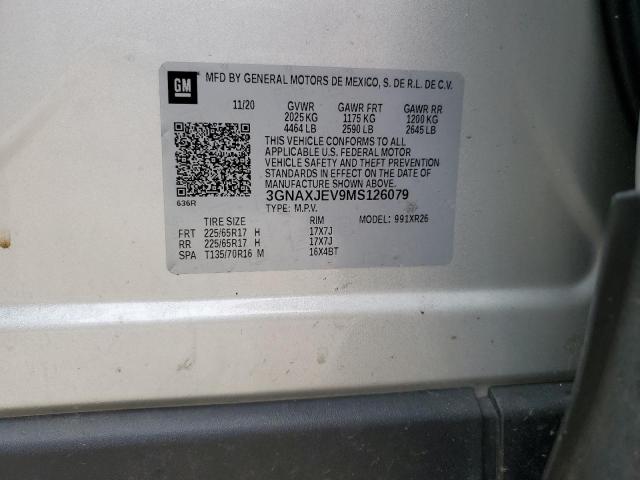 2021 CHEVROLET EQUINOX LT 3GNAXJEV9MS126079