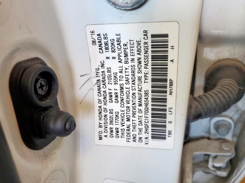 2016 HONDA CIVIC EXL 2HGFC1F70GH654385