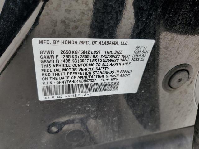 2017 HONDA PILOT ELIT 5FNYF6H04HB047327