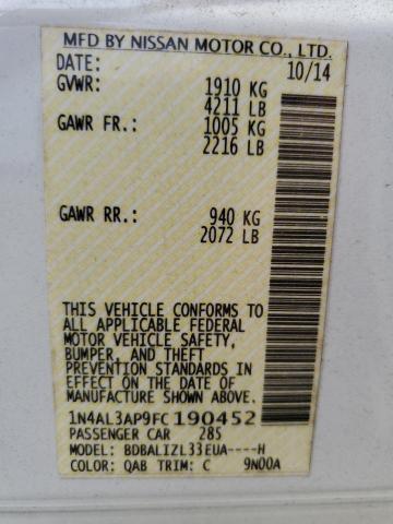 2015 NISSAN ALTIMA 2.5 - 1N4AL3AP9FC190452
