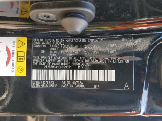 2016 LEXUS RX 350 BAS - 2T2BZMCA1GC029691