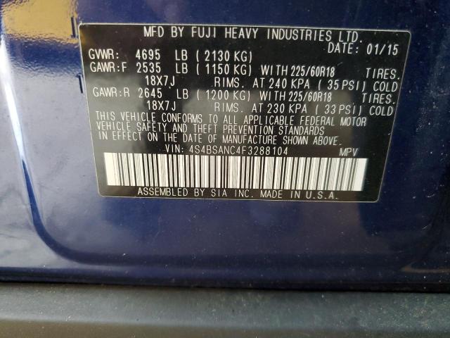 2015 SUBARU OUTBACK 2. 4S4BSANC4F3288104