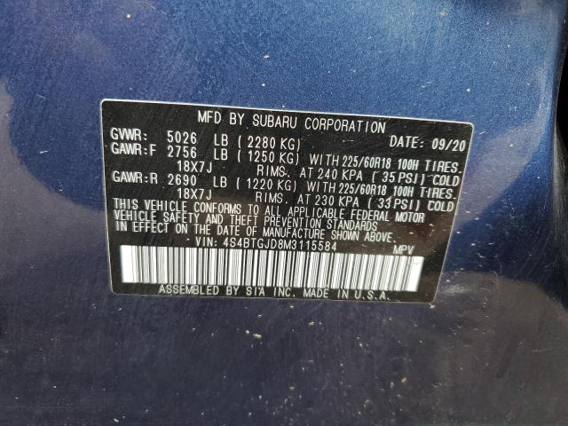 2021 SUBARU OUTBACK ONYX EDITION XT 4S4BTGJD8M3115584