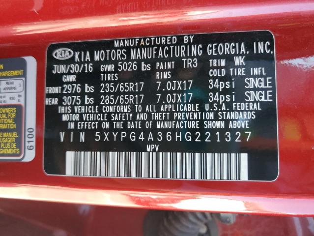 2017 KIA SORENTO LX 5XYPG4A36HG221327