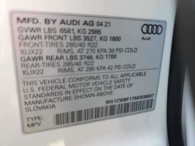 2021 AUDI SQ8 PRESTI WA1CWBF17MD036557