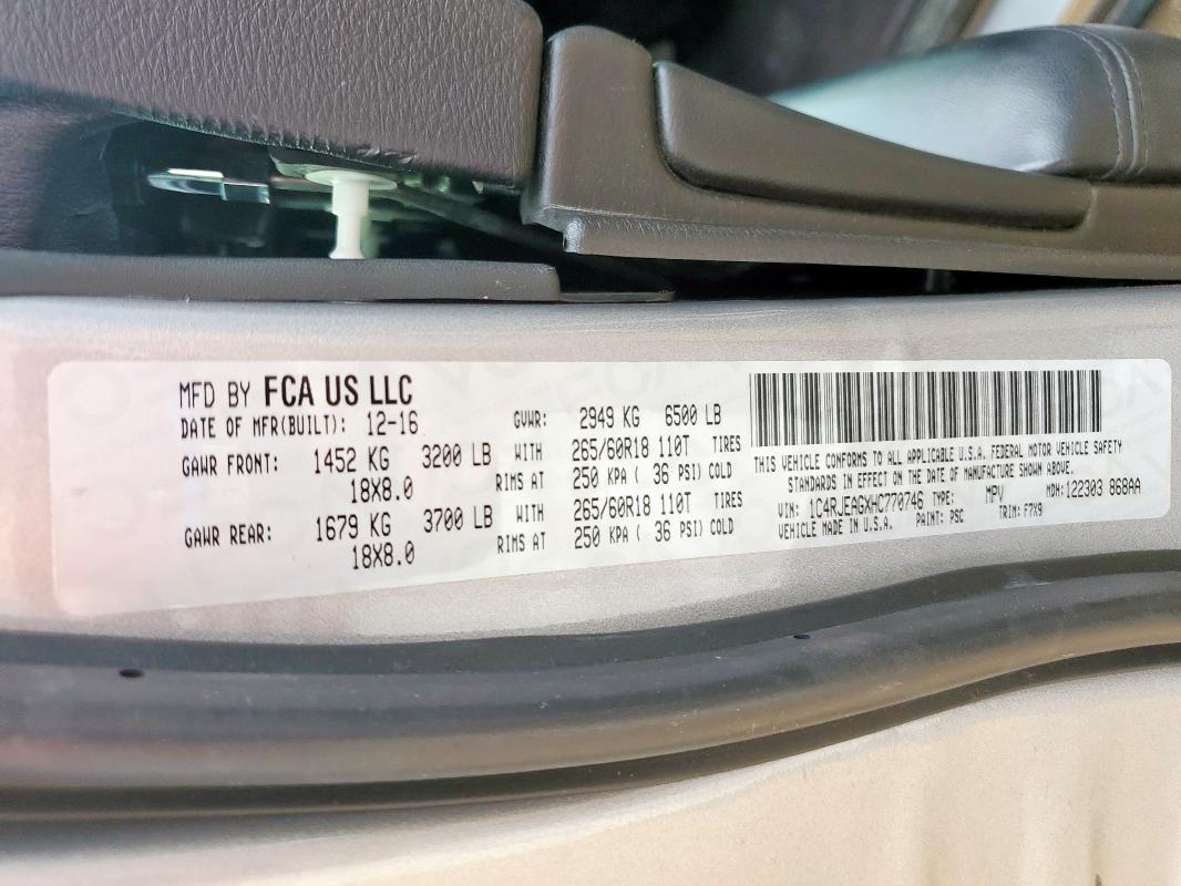 2017 JEEP GRAND CHER - 1C4RJEAGXHC770746