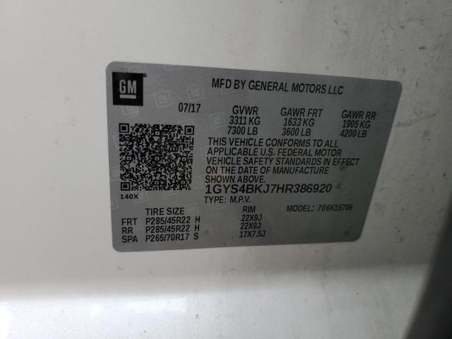 2017 CADILLAC ESCALADE L 1GYS4BKJ7HR386920