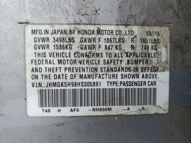 2017 HONDA FIT EX JHMGK5H98HS005891