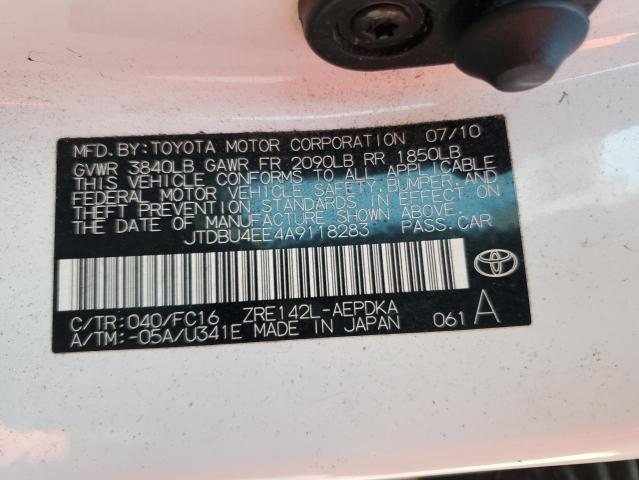 2010 TOYOTA COROLLA BA - JTDBU4EE4A9118283