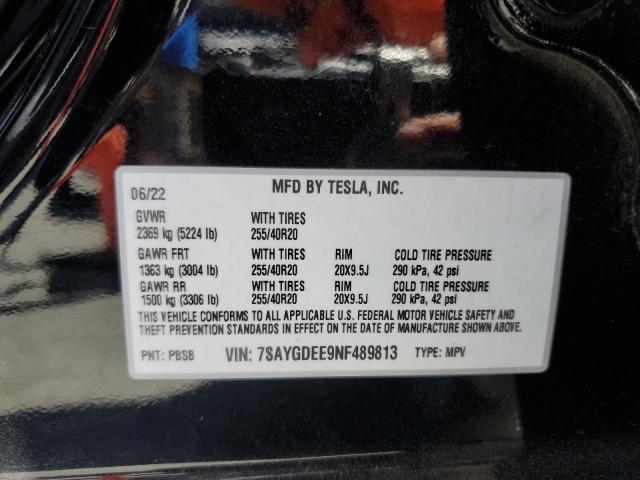 2022 TESLA MODEL Y 7SAYGDEE9NF489813