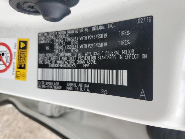 2016 TOYOTA HIGHLANDER 5TDDKRFH5GS262827