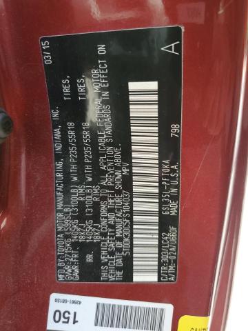 2015 TOYOTA SIENNA XLE 5TDDK3DC5FS104037