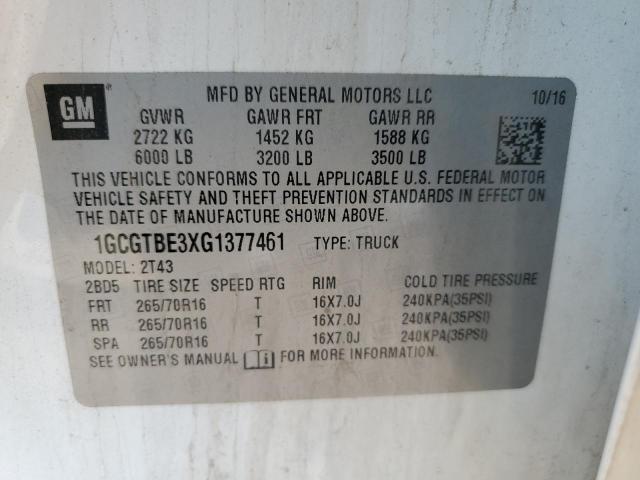 2016 CHEVROLET COLORADO - 1GCGTBE3XG1377461