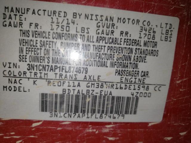 2015 NISSAN VERSA S - 3N1CN7AP1FL874679