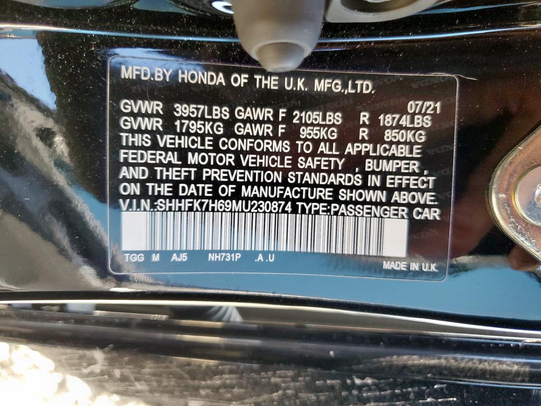 2021 HONDA CIVIC EX SHHFK7H69MU230874