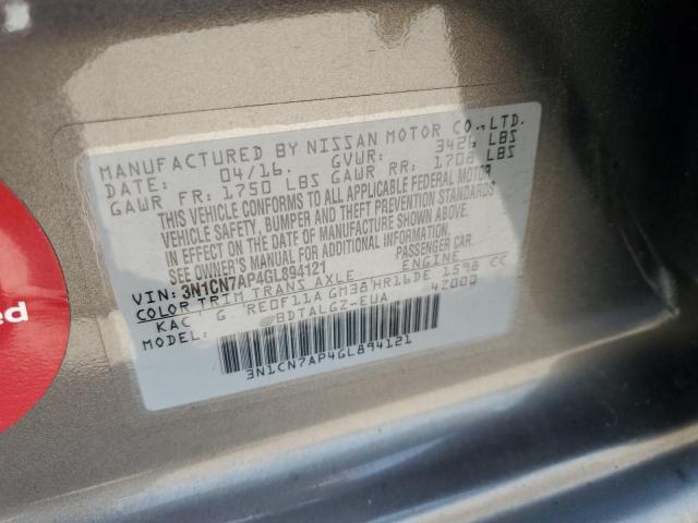 2016 NISSAN VERSA 3N1CN7AP4GL894121