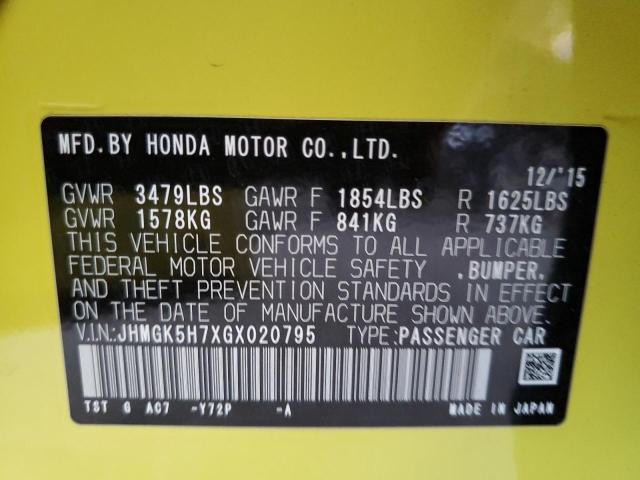 2016 HONDA FIT EX JHMGK5H7XGX020795
