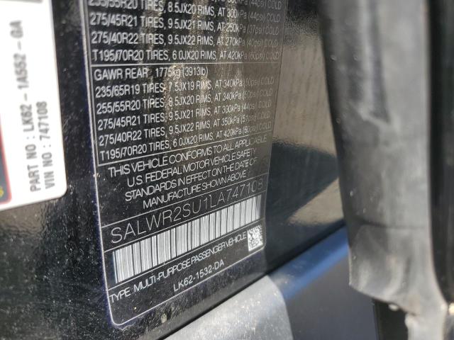 2020 LAND ROVER RANGE ROVE SALWR2SU1LA747108