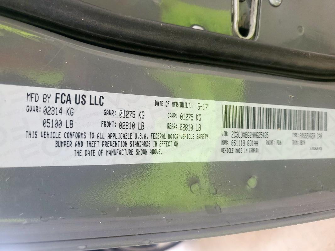 2017 DODGE CHARGER SE - 2C3CDXBG2HH625435