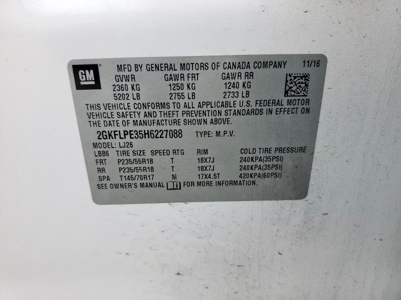 2017 GMC TERRAIN SL 2GKFLPE35H6227088