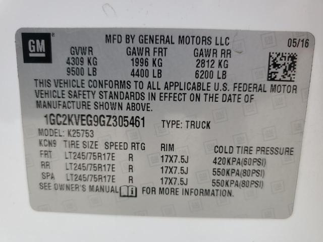 2016 CHEVROLET SILVERADO K2500 HEAVY DUTY LT 1GC2KVEG9GZ305461
