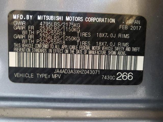 2017 MITSUBISHI OUTLANDER SE JA4AD3A3XHZ043071
