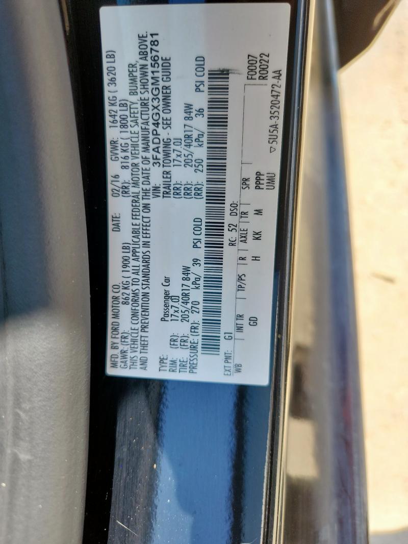2016 FORD FIESTA ST 3FADP4GX3GM156781