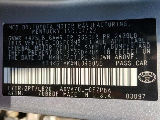 2022 TOYOTA CAMRY XSE 4T1K61AKXNU046055