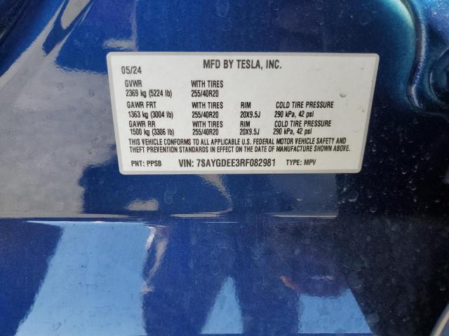 2024 TESLA MODEL Y 7SAYGDEE3RF082981