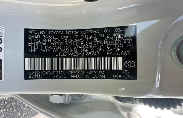 2021 TOYOTA COROLLA LE JTDEPMAE5MJ188243