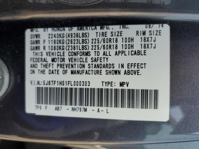 2015 HONDA CROSSTOUR EXL 5J6TF1H51FL000303