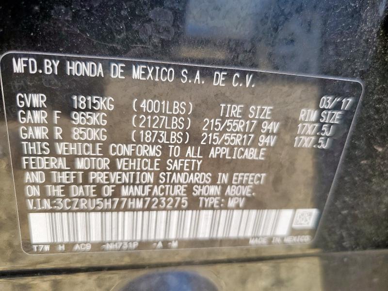 2017 HONDA HR-V EXL 3CZRU5H77HM723275