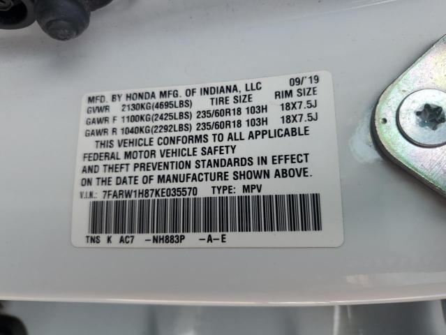 2019 HONDA CR-V EXL 7FARW1H87KE035570