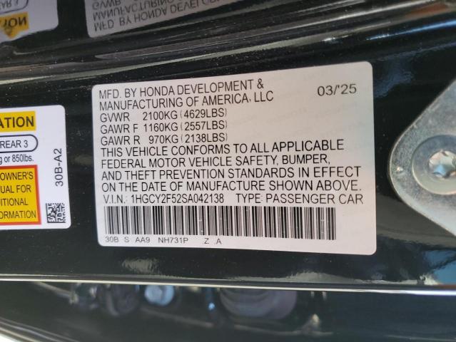 2025 HONDA ACCORD HYBRID SPORT 1HGCY2F52SA042138