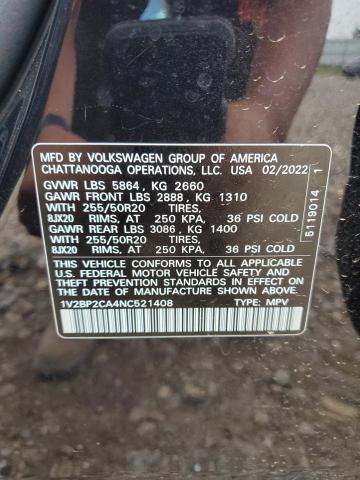 2022 VOLKSWAGEN ATLAS SEL - 1V2BP2CA4NC521408