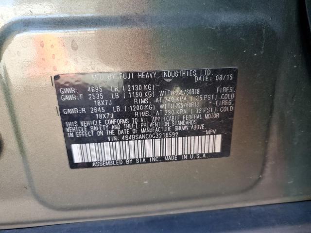 2016 SUBARU OUTBACK 2.5I LIMITED 4S4BSANC0G3216592