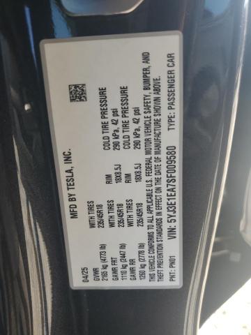 2025 TESLA MODEL 3 5YJ3E1EA7SF009580