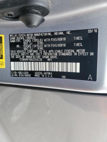 2016 TOYOTA HIGHLANDER XLE 5TDKKRFH0GS504236