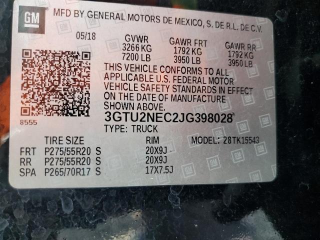 2018 GMC SIERRA K15 3GTU2NEC2JG398028