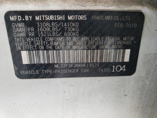 2019 MITSUBISHI MIRAGE G4 ES ML32F3FJ6KHF13675